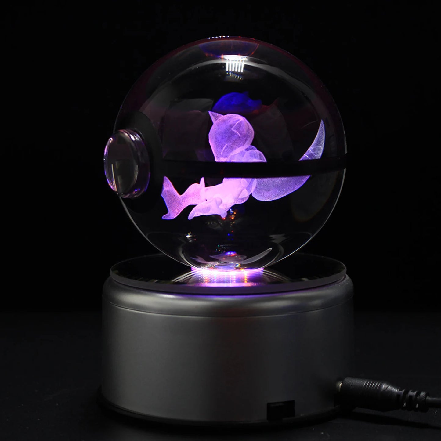 Abra Large Crystal Pokeball 3D Laser Engraving