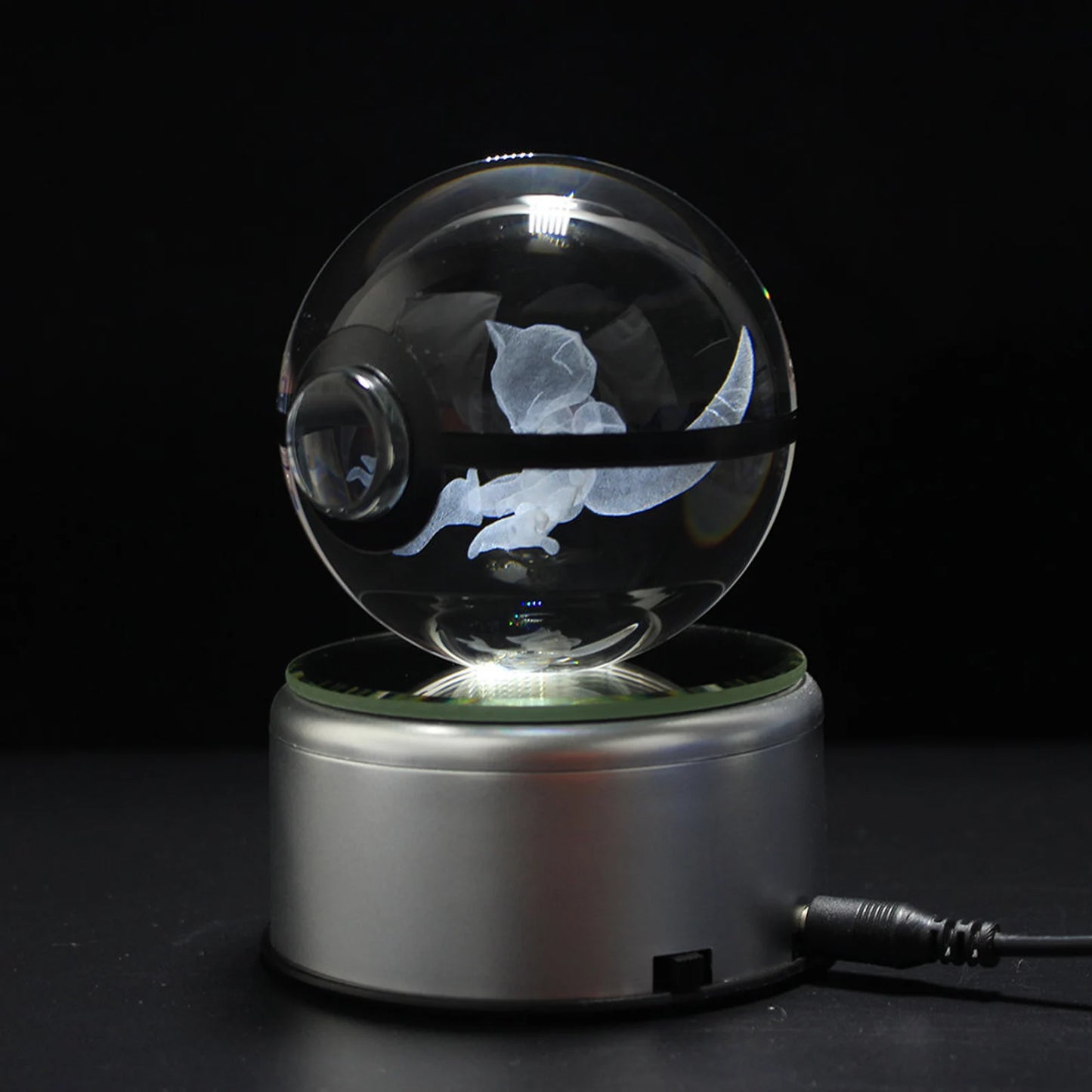 Abra Large Crystal Pokeball 3D Laser Engraving