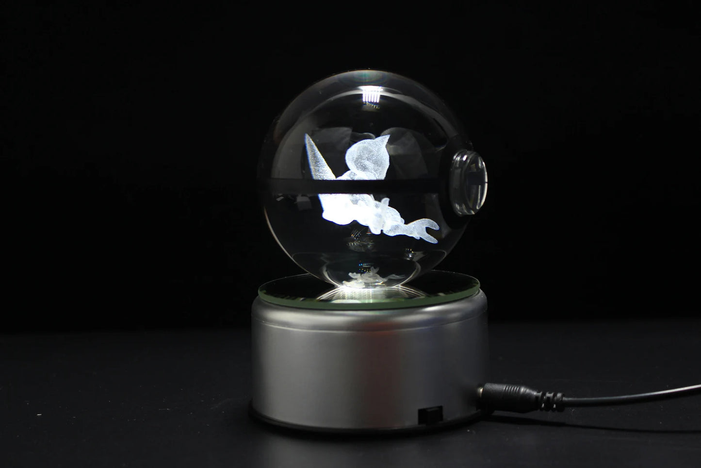 Abra Large Crystal Pokeball 3D Laser Engraving