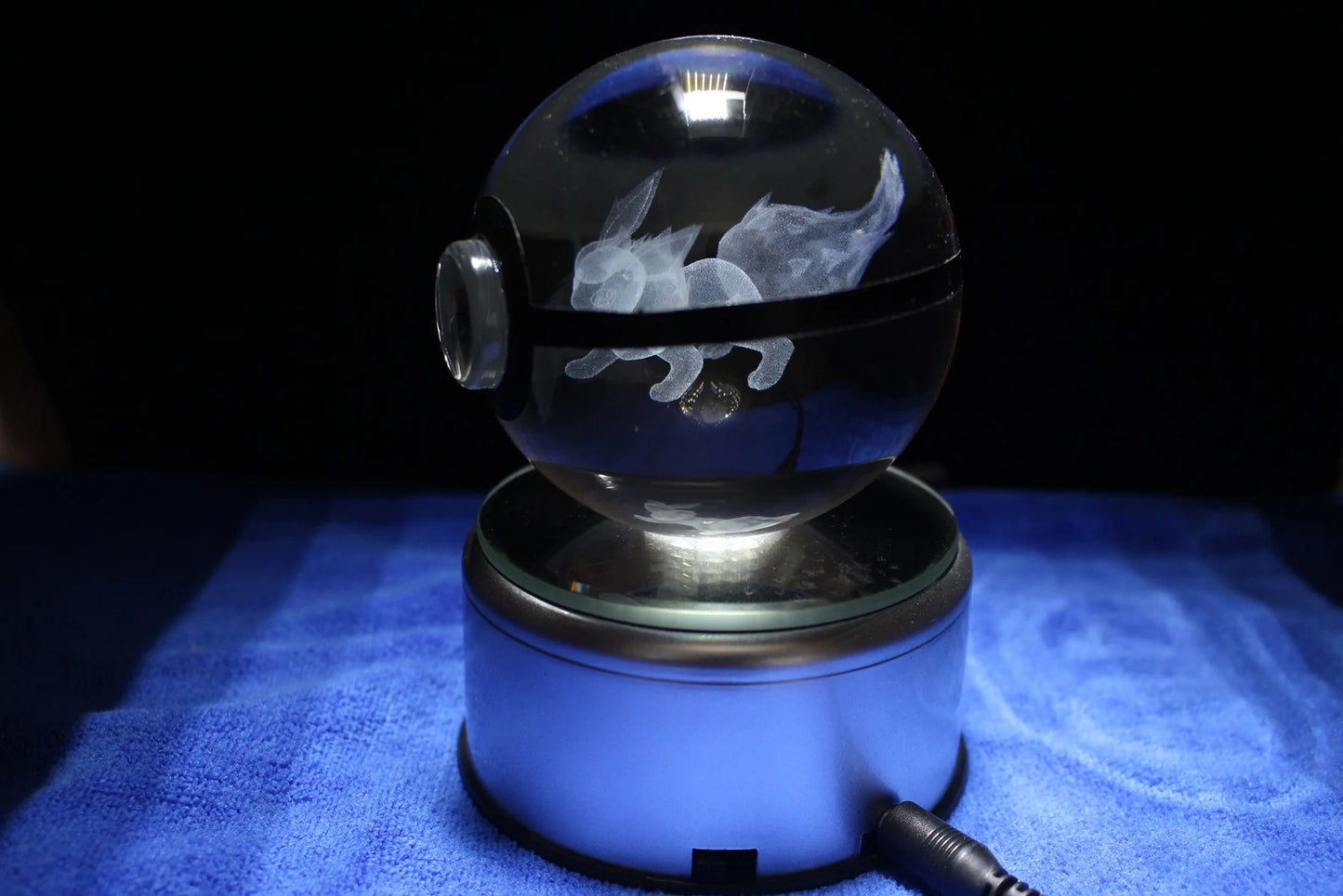 Flareon Large Crystal Pokeball 3D Laser Engraving