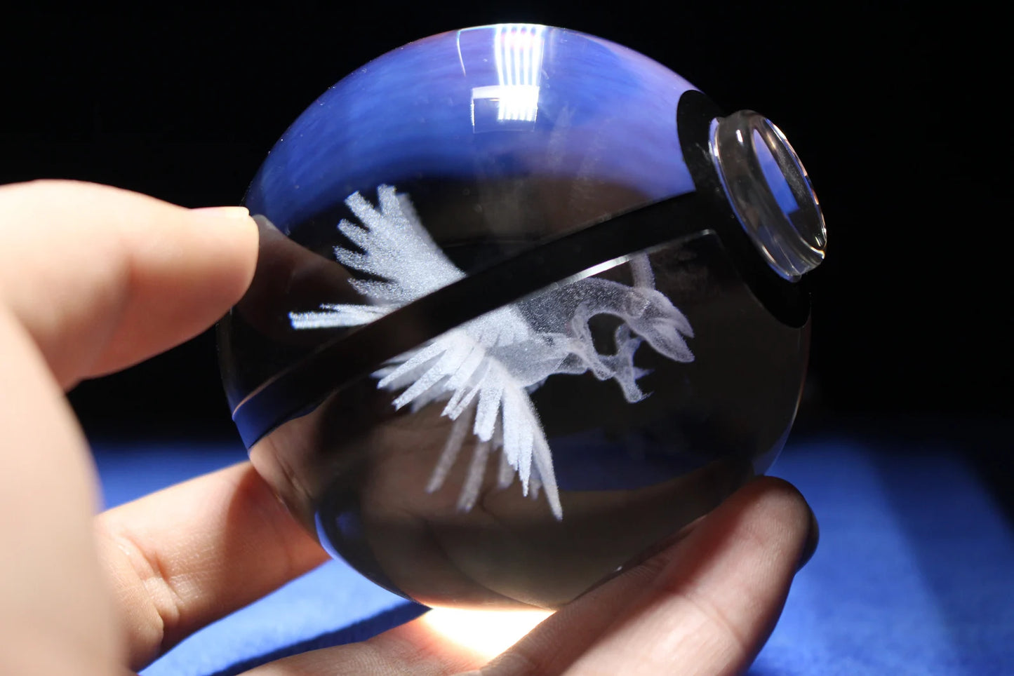 Ho-Oh Large Crystal Pokeball 3D Laser Engraving