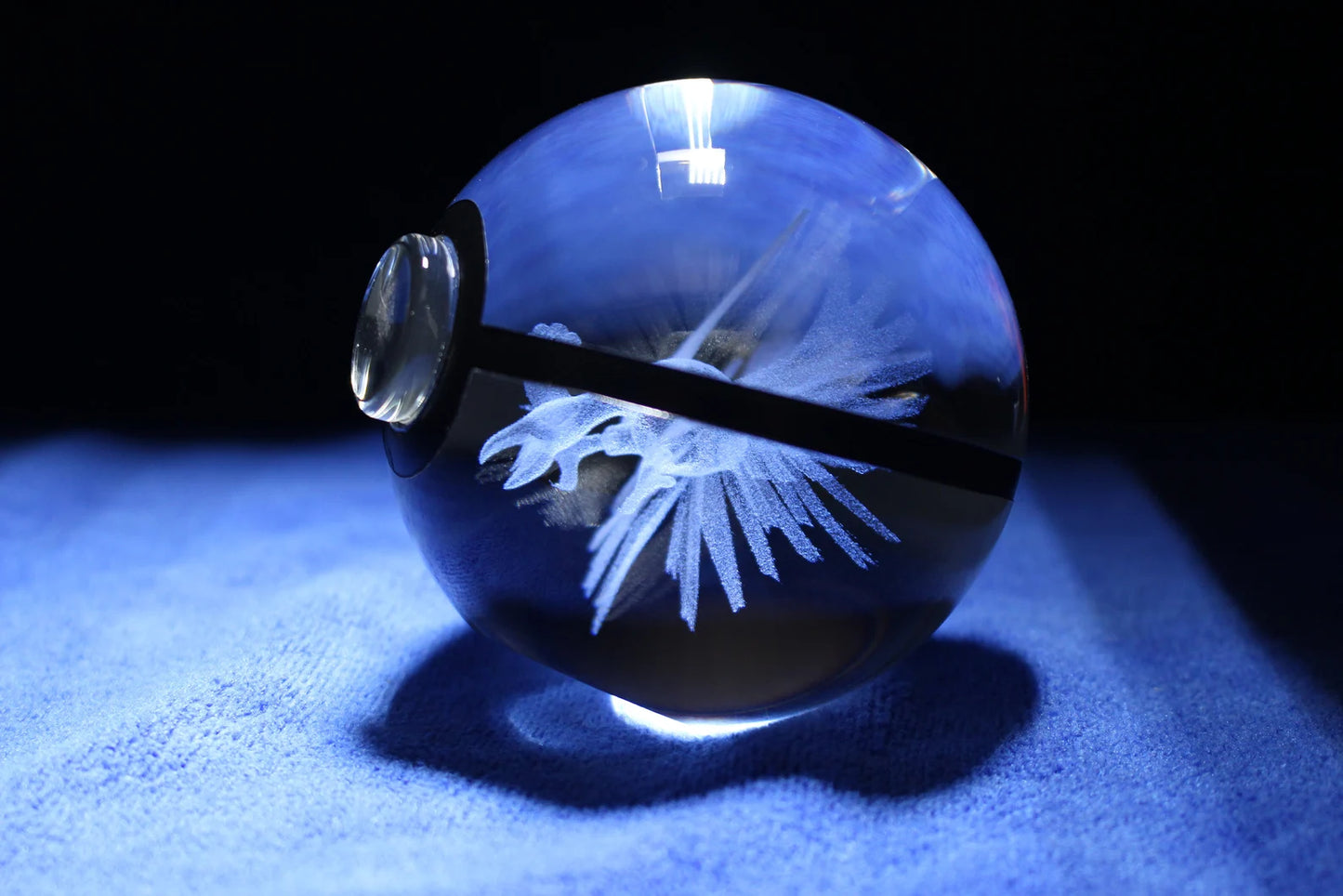 Ho-Oh Large Crystal Pokeball 3D Laser Engraving