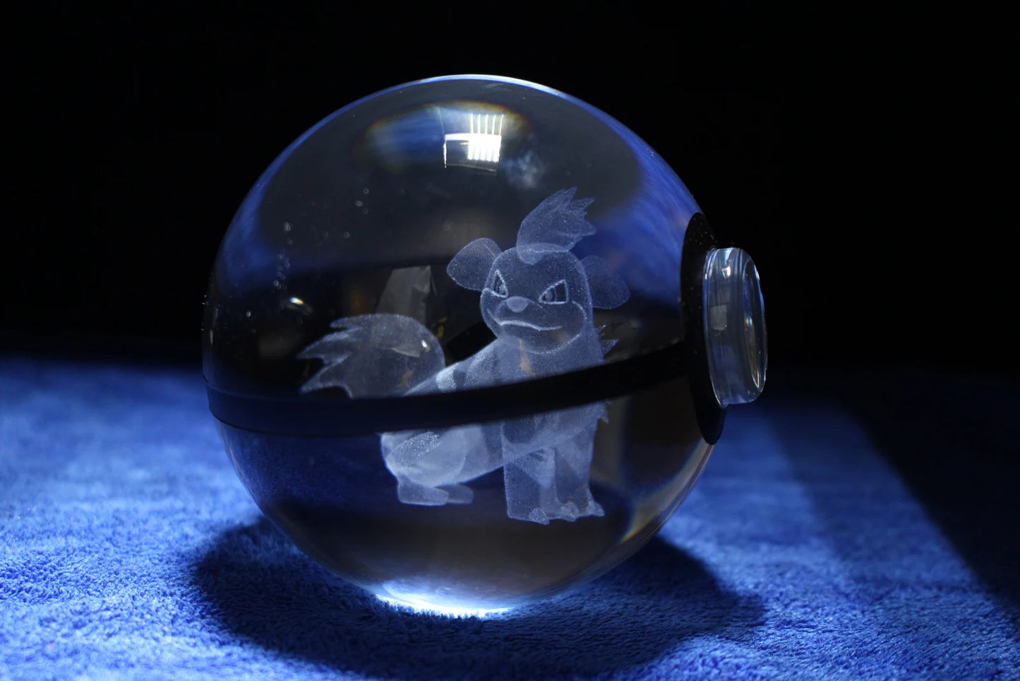 Growlithe Large Crystal Pokeball 3D Laser Engraving