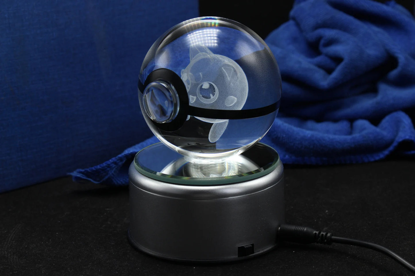 Jigglypuff Large Crystal Pokeball 3D Laser Engraving