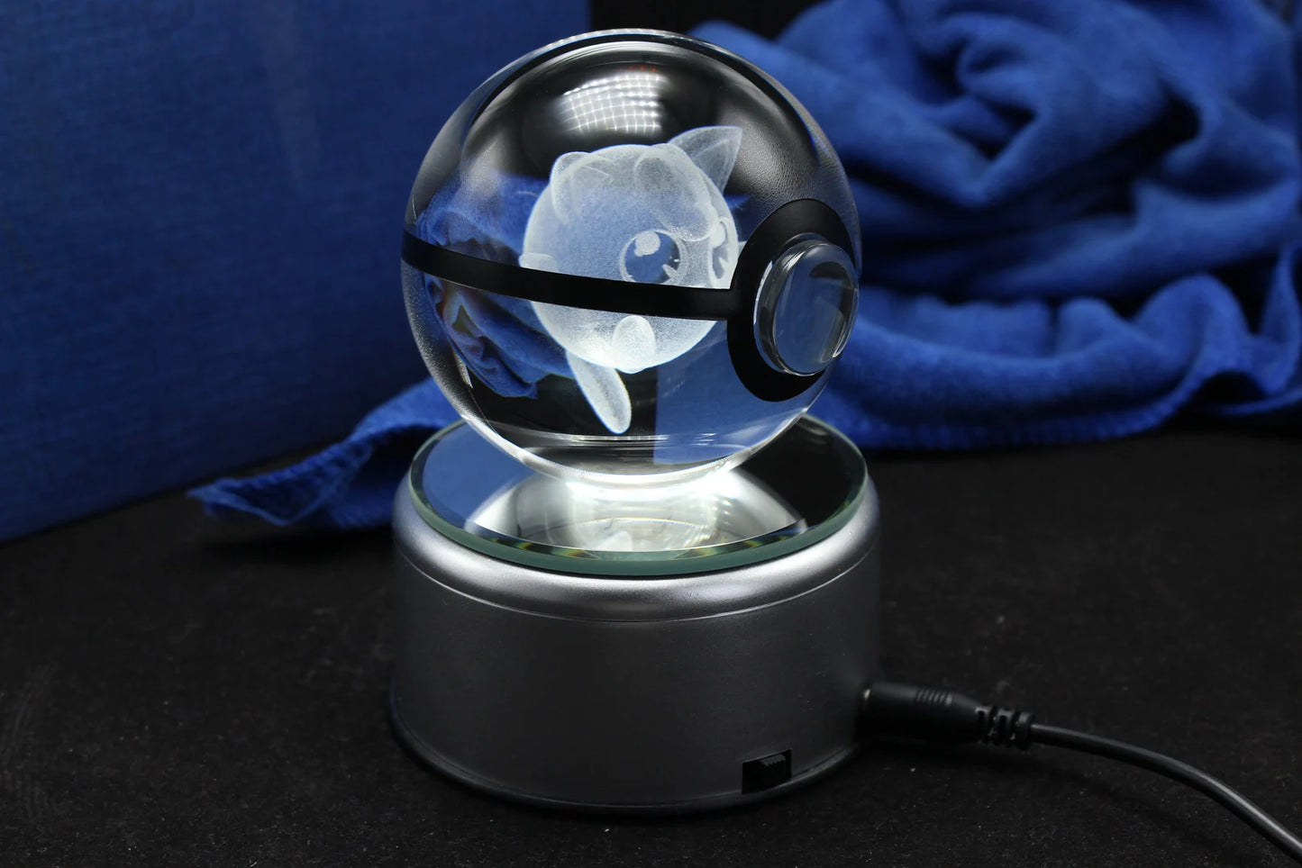 Jigglypuff Large Crystal Pokeball 3D Laser Engraving