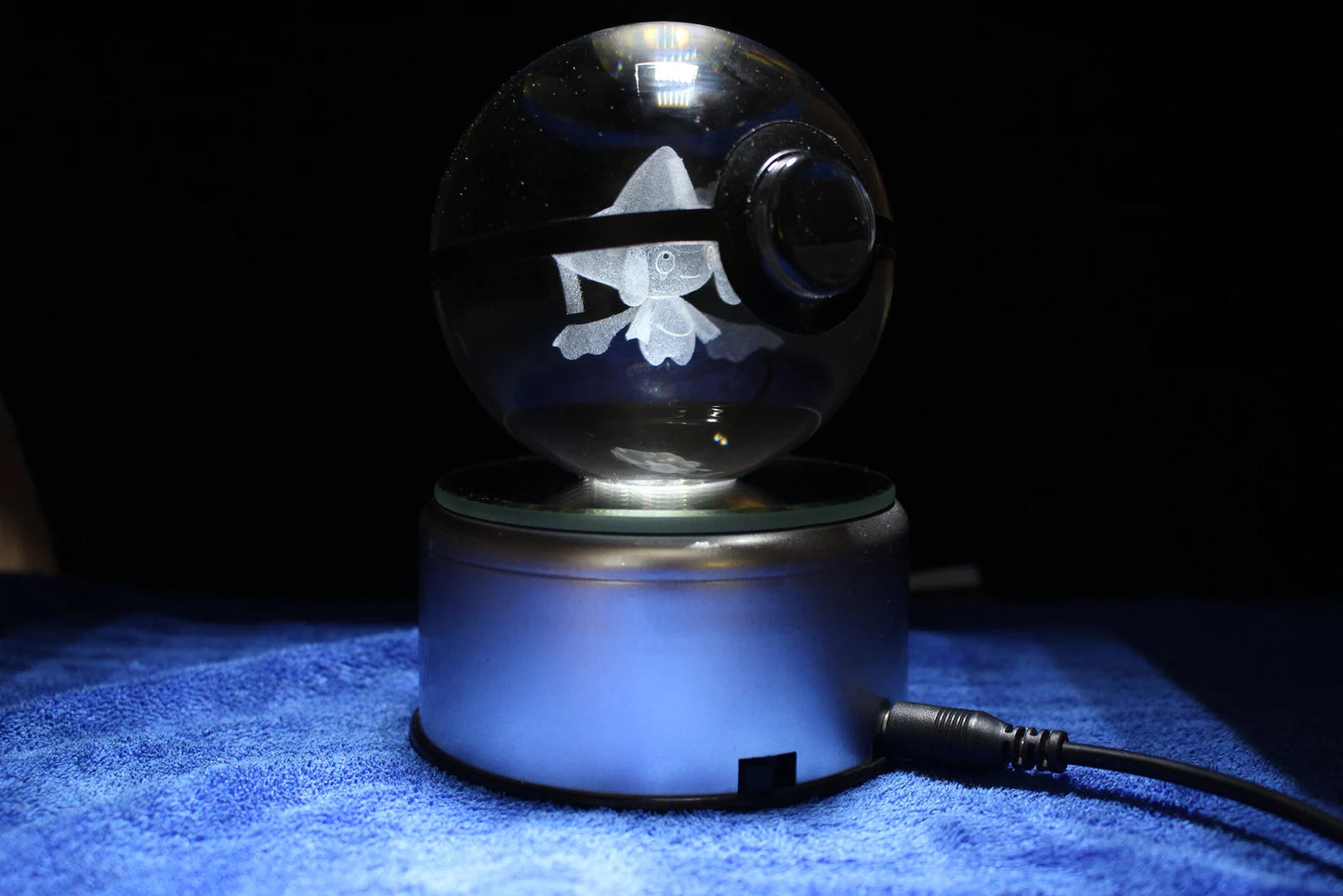 Jirachi Large Crystal Pokeball 3D Laser Engraving