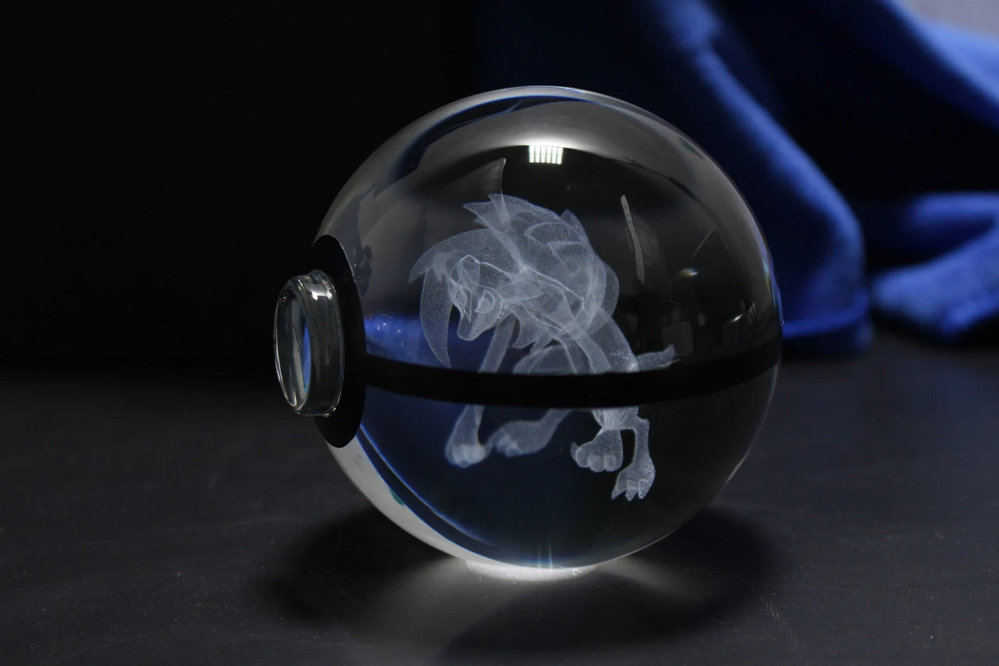 Lycanroc Night Large Crystal Pokeball 3D Laser Engraving