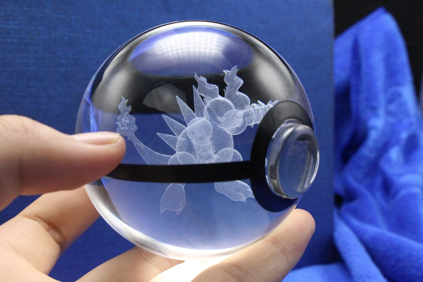 Magmar Large Crystal Pokeball 3D Laser Engraving