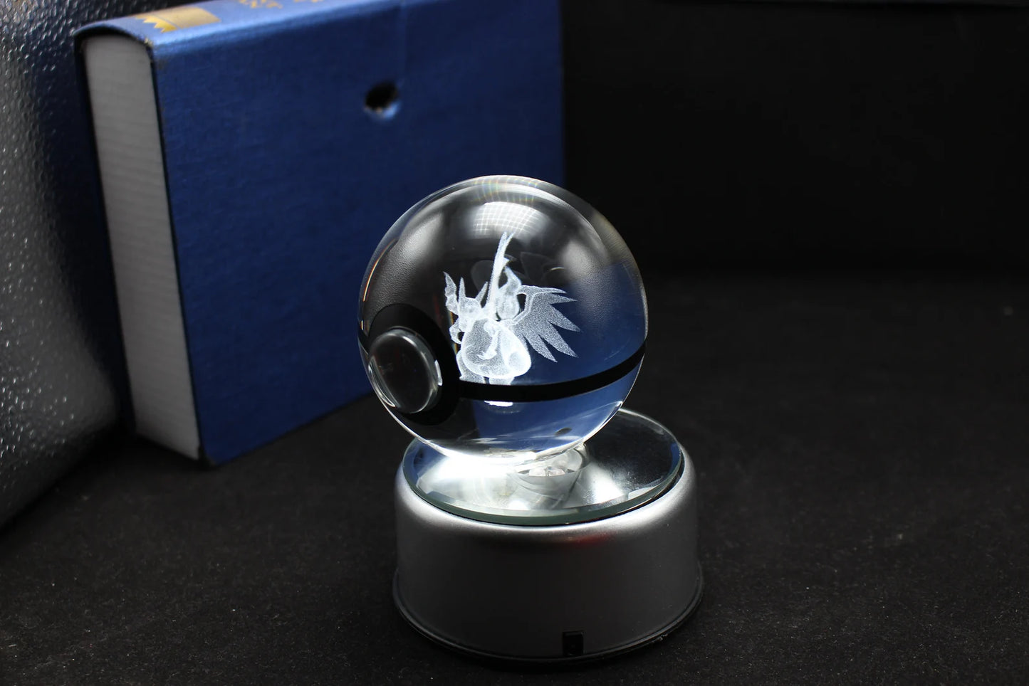 Mega Charizard X Large Crystal Pokeball 3D Laser Engraving