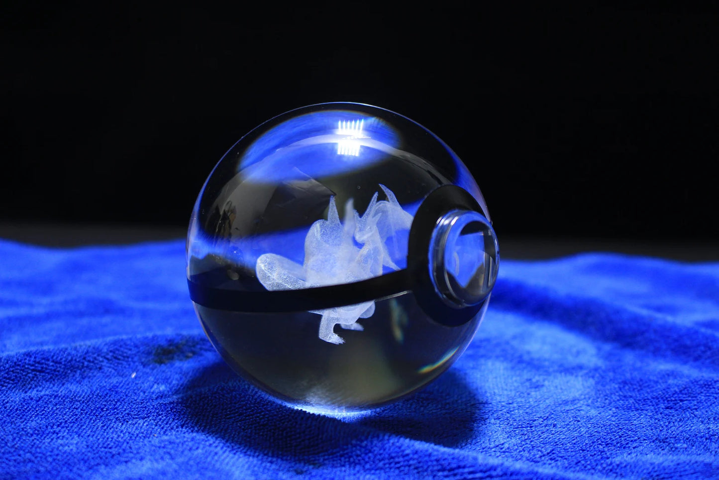 Mega Charizard Y Large Crystal Pokeball 3D Laser Engraving