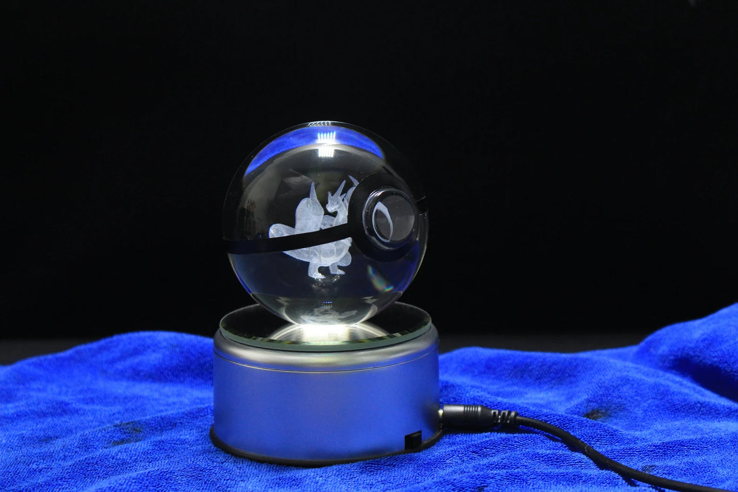 Mega Charizard Y Large Crystal Pokeball 3D Laser Engraving