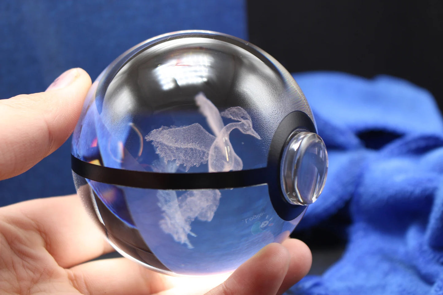 Moltres Large Crystal Pokeball 3D Laser Engraving