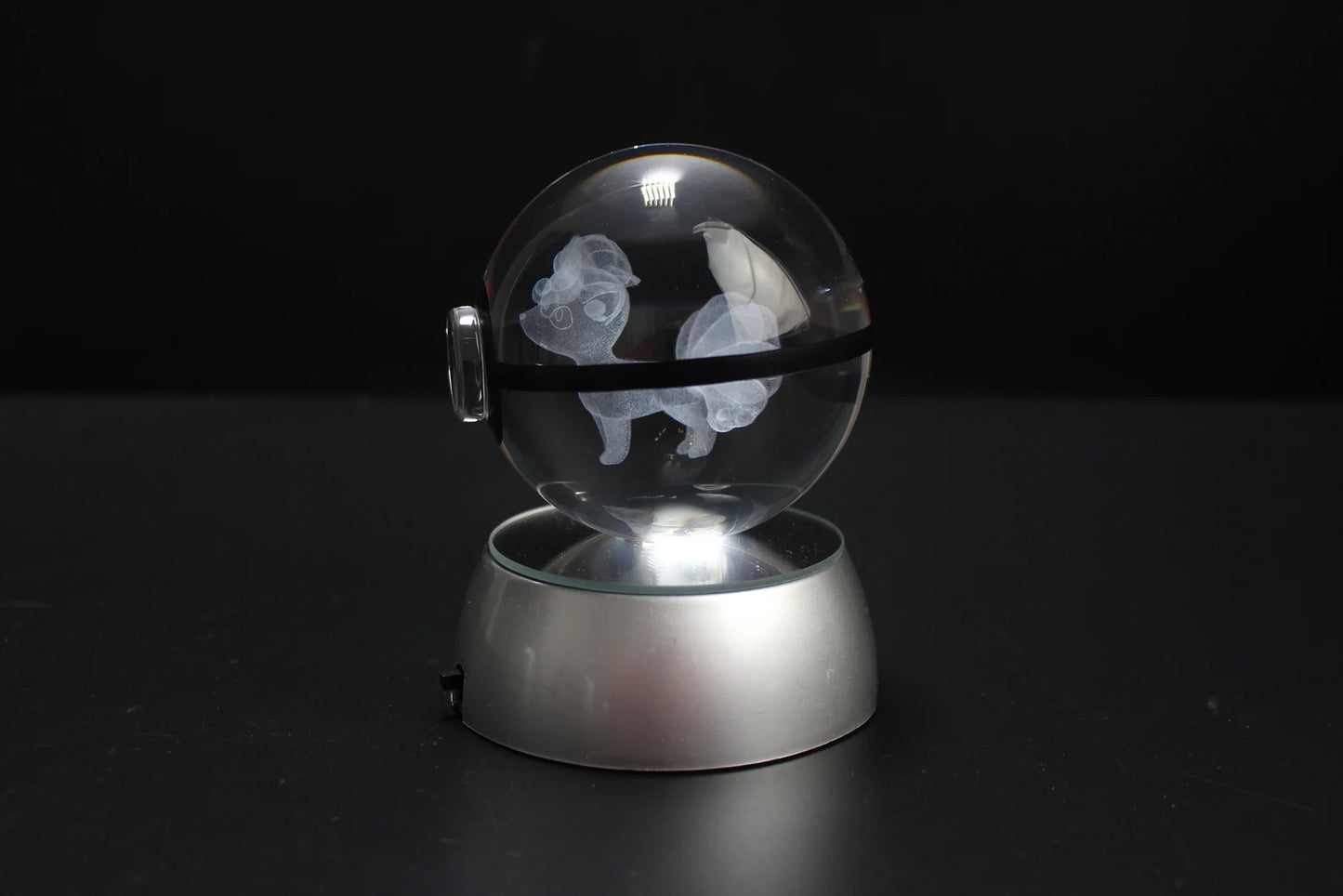 Alolan Vulpix Large Crystal Pokeball 3D Laser Engraving
