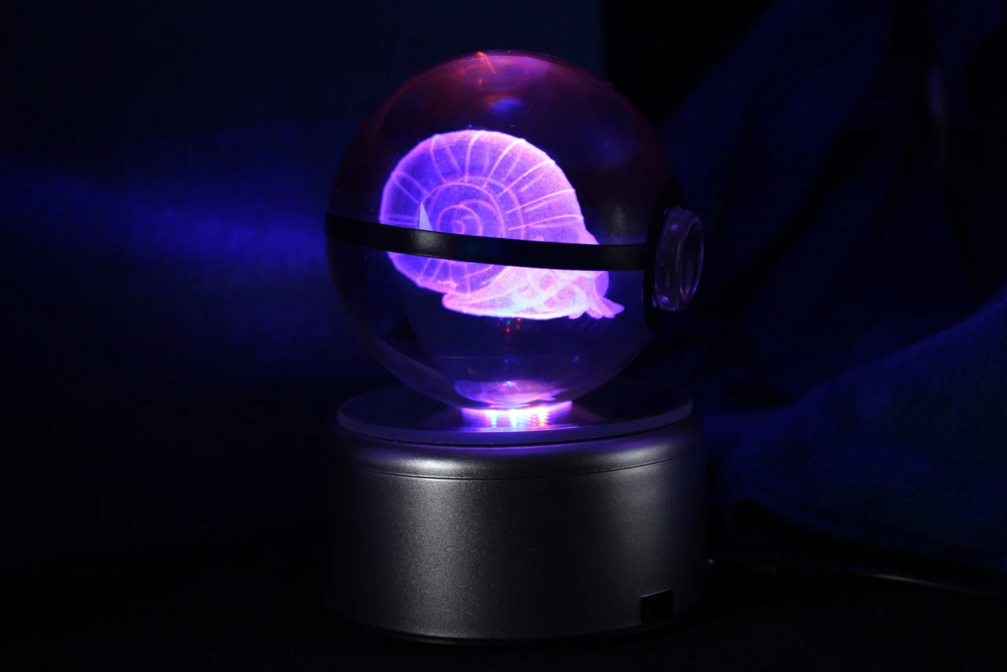 Omanyte Large Crystal Pokeball 3D Laser Engraving