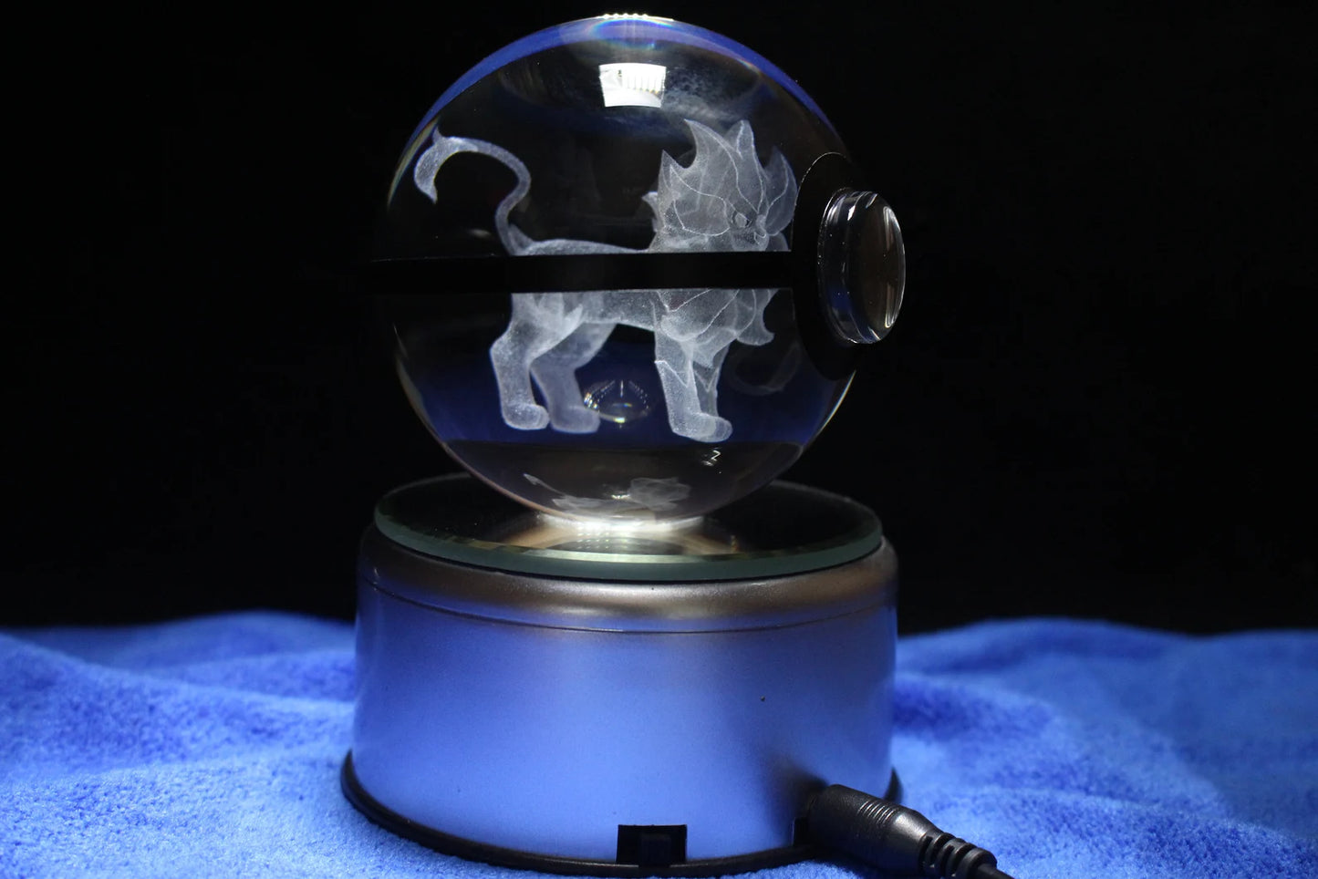 Pyroar Large Crystal Pokeball 3D Laser Engraving