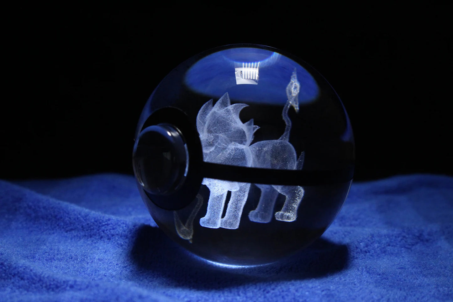 Pyroar Large Crystal Pokeball 3D Laser Engraving