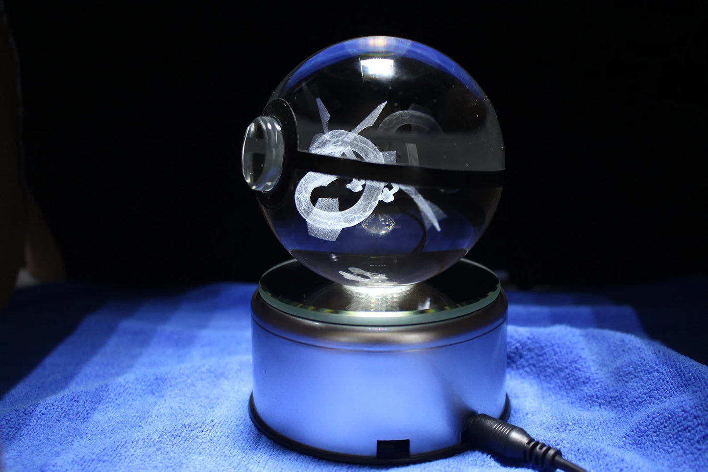Rayquaza Large Crystal Pokeball 3D Laser Engraving