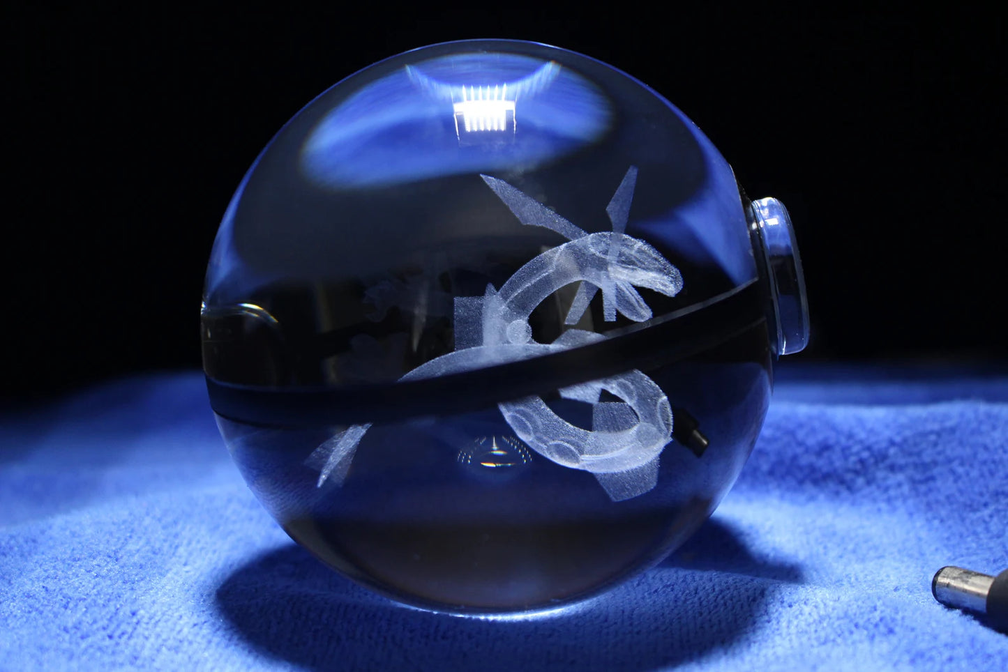 Rayquaza Large Crystal Pokeball 3D Laser Engraving