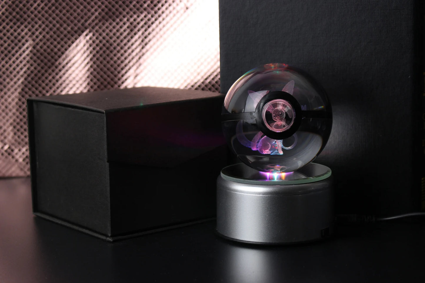 Sylveon Large Crystal Pokeball 3D Laser Engraving