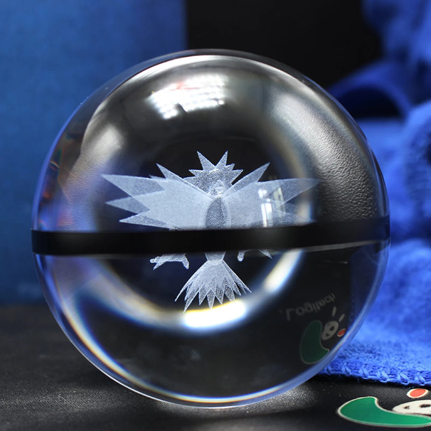 Zapdos Large Crystal Pokeball 3D Laser Engraving