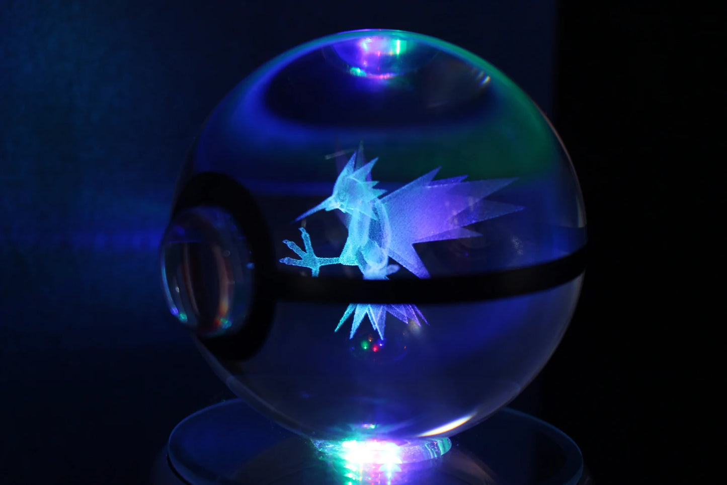 Zapdos Large Crystal Pokeball 3D Laser Engraving