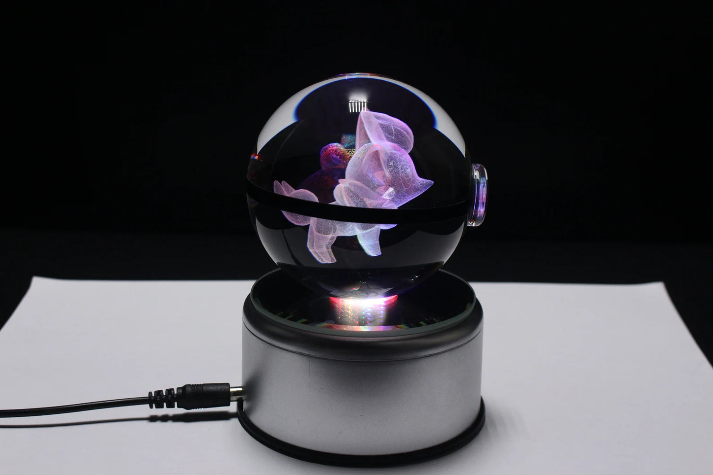 Zorua Large Crystal Pokeball 3D Laser Engraving