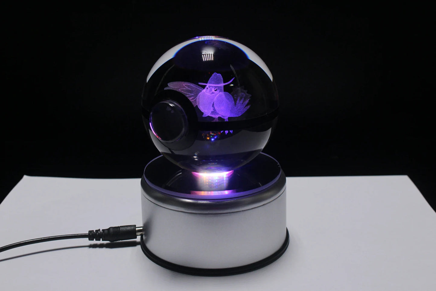 Honchkrow Large Crystal Pokeball 3D Laser Engraving