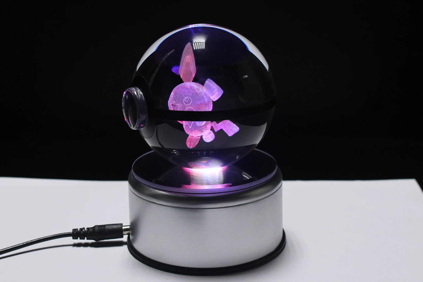 Pichu Large Crystal Pokeball 3D Laser Engraving