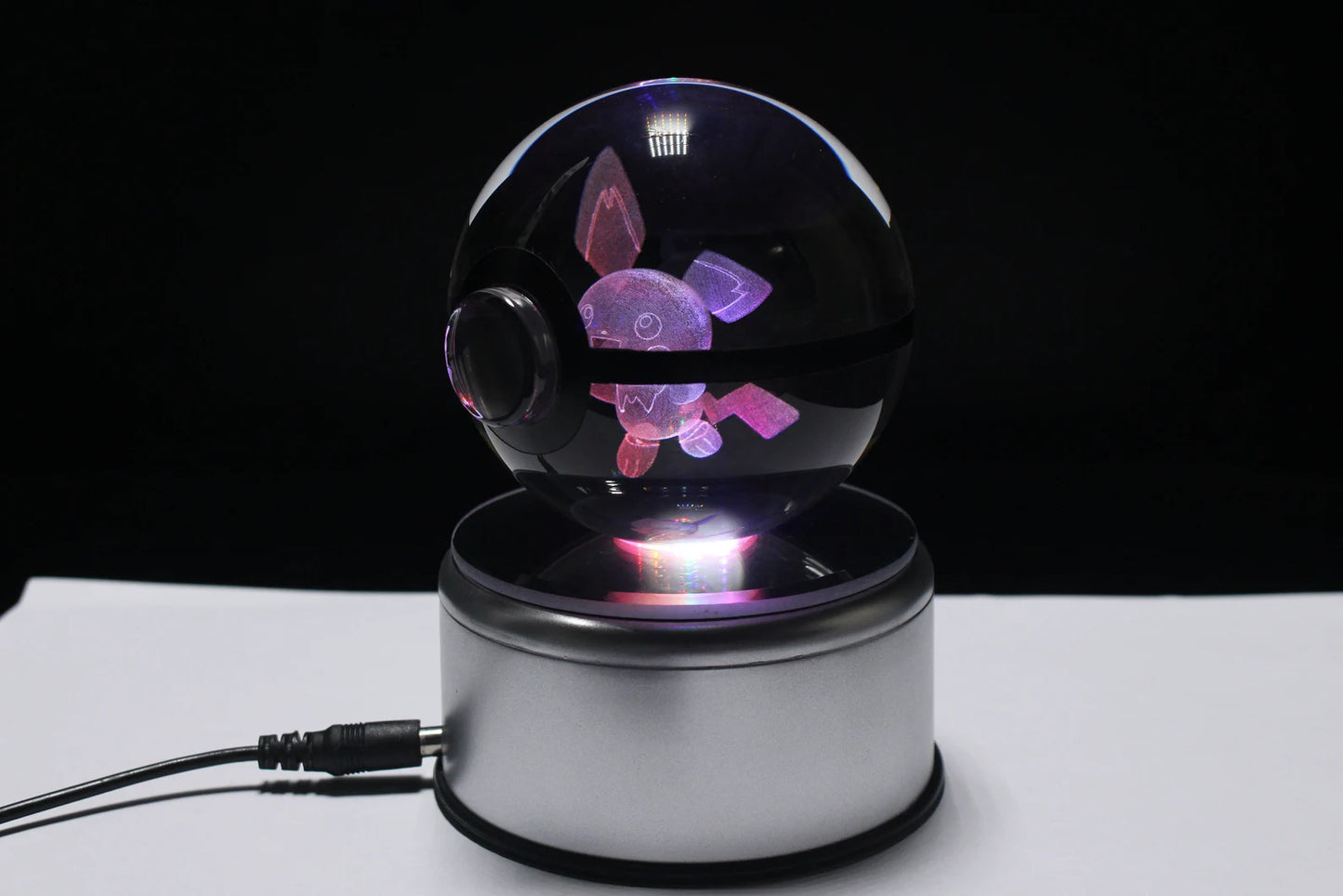 Pichu Large Crystal Pokeball 3D Laser Engraving