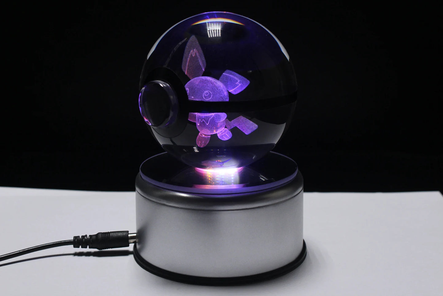 Pichu Large Crystal Pokeball 3D Laser Engraving