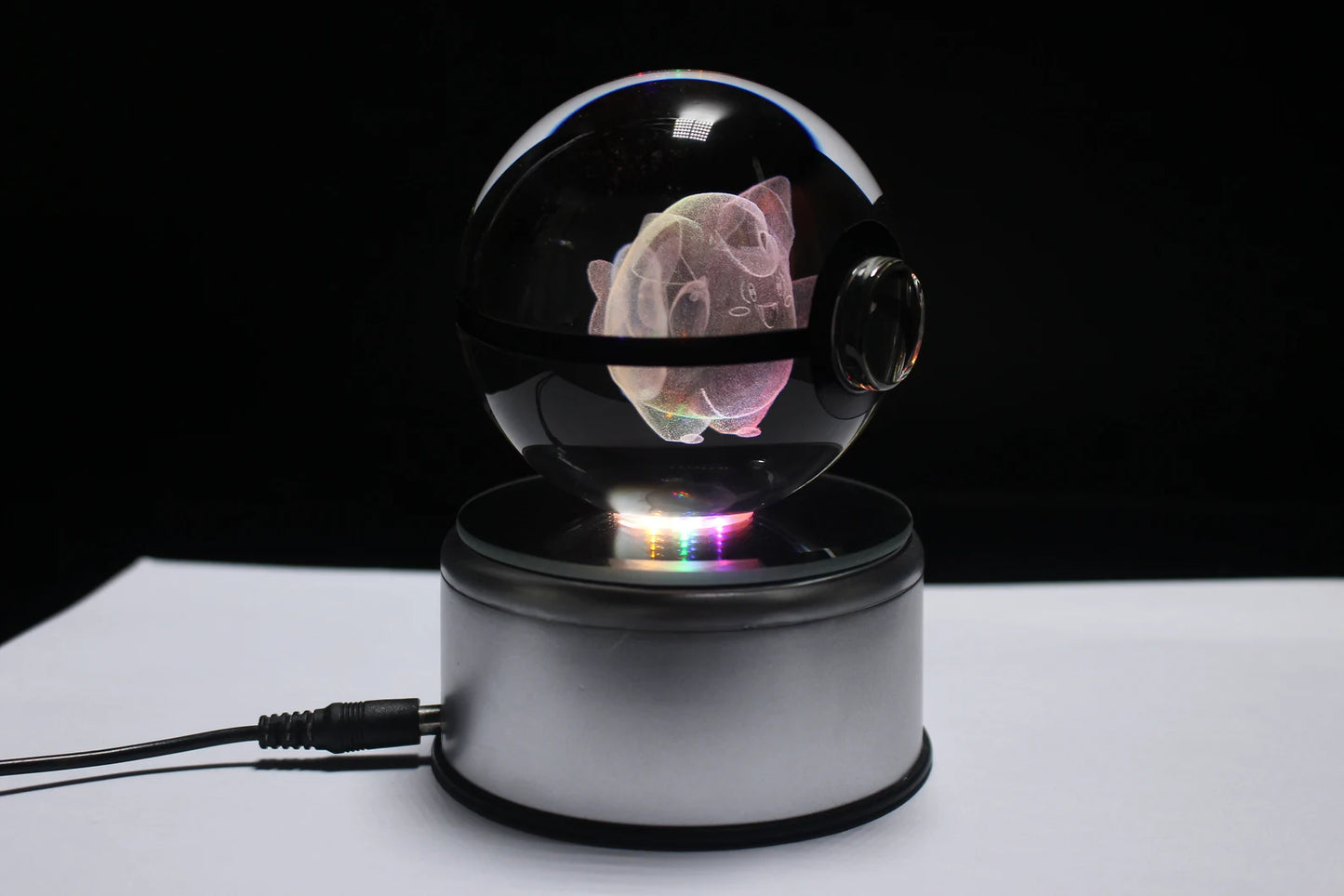 Clefairy Large Crystal Pokeball 3D Laser Engraving