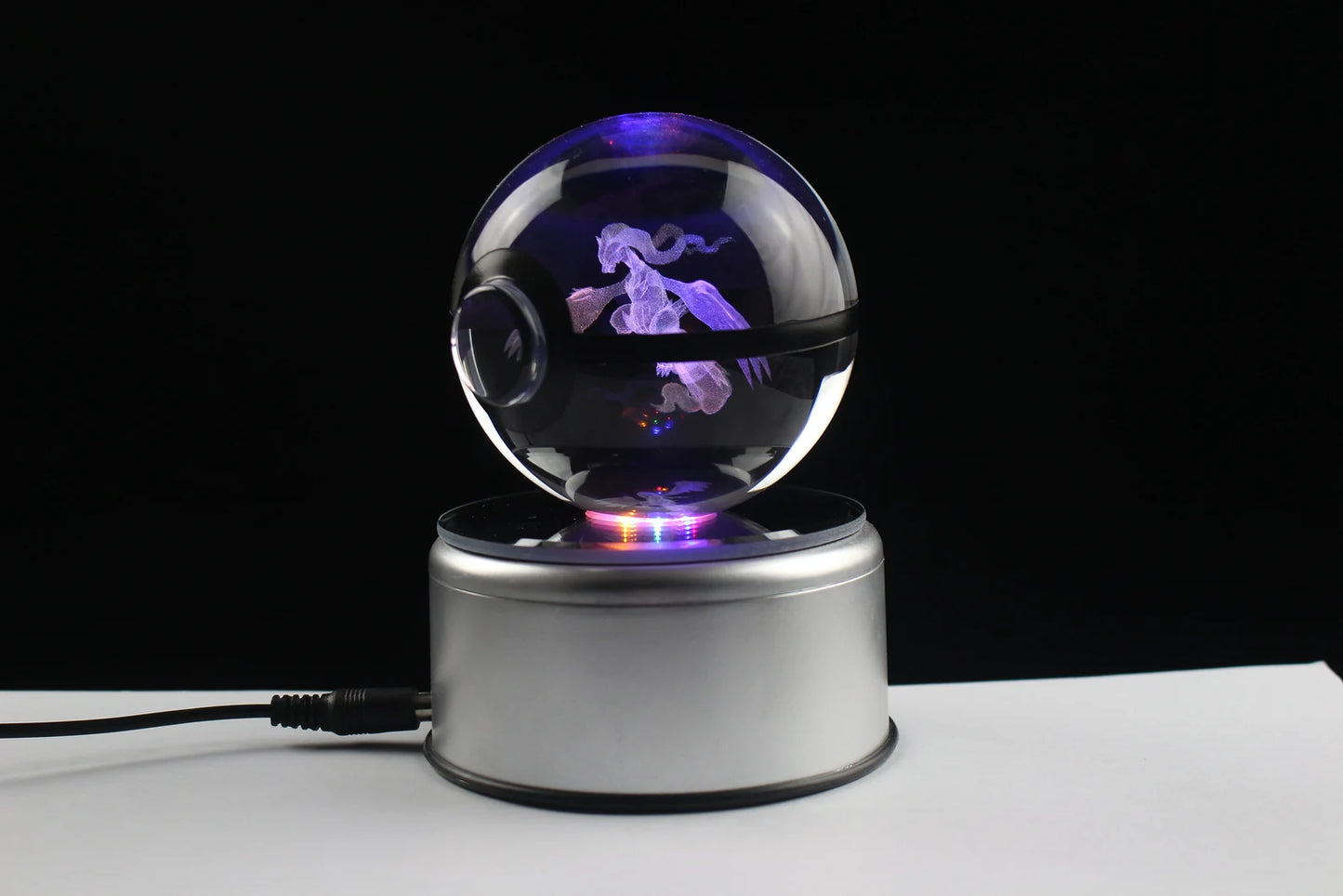 Reshiram Large Crystal Pokeball 3D Laser Engraving