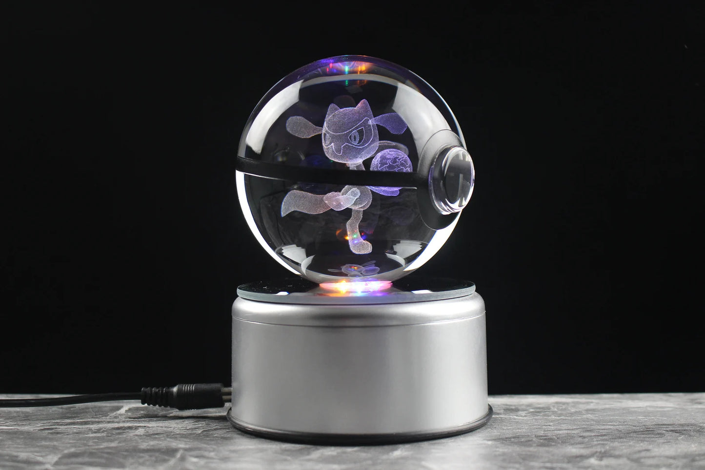 Riolu Large Crystal Pokeball 3D Laser Engraving