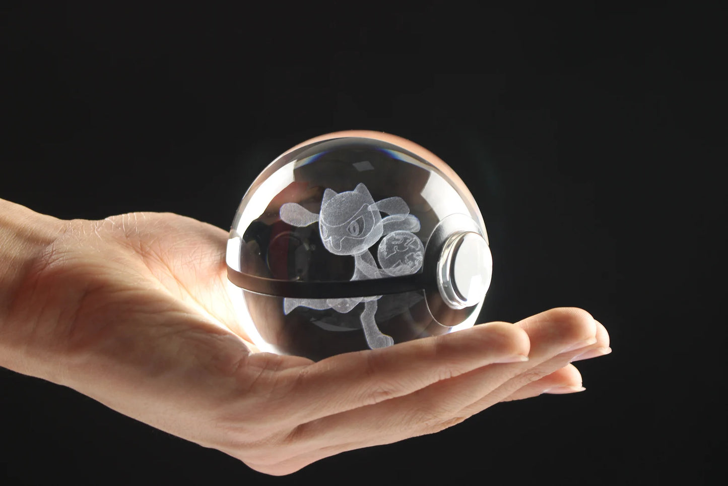 Riolu Large Crystal Pokeball 3D Laser Engraving