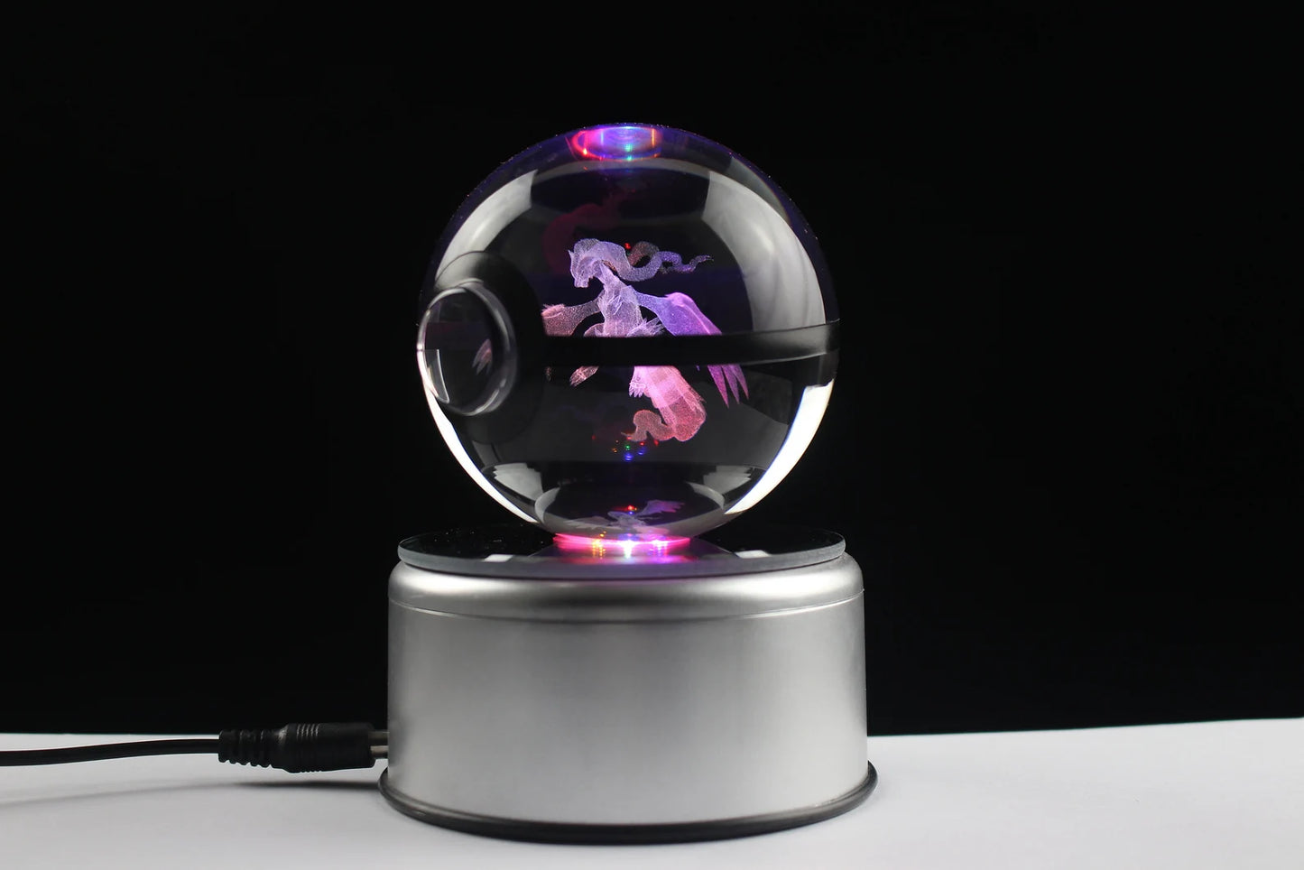 Reshiram Large Crystal Pokeball 3D Laser Engraving