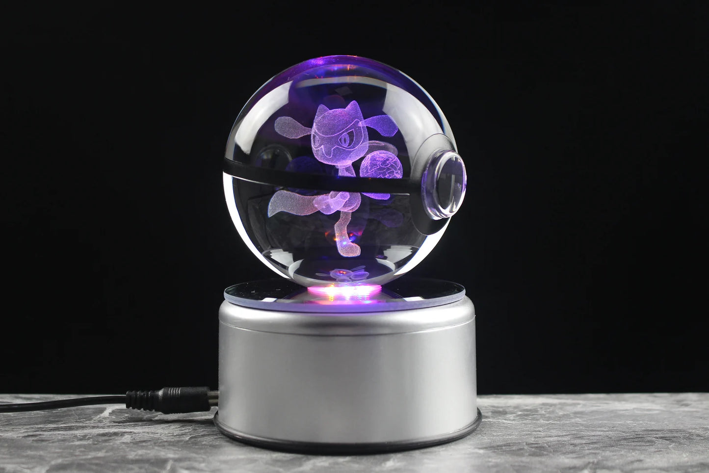 Riolu Large Crystal Pokeball 3D Laser Engraving