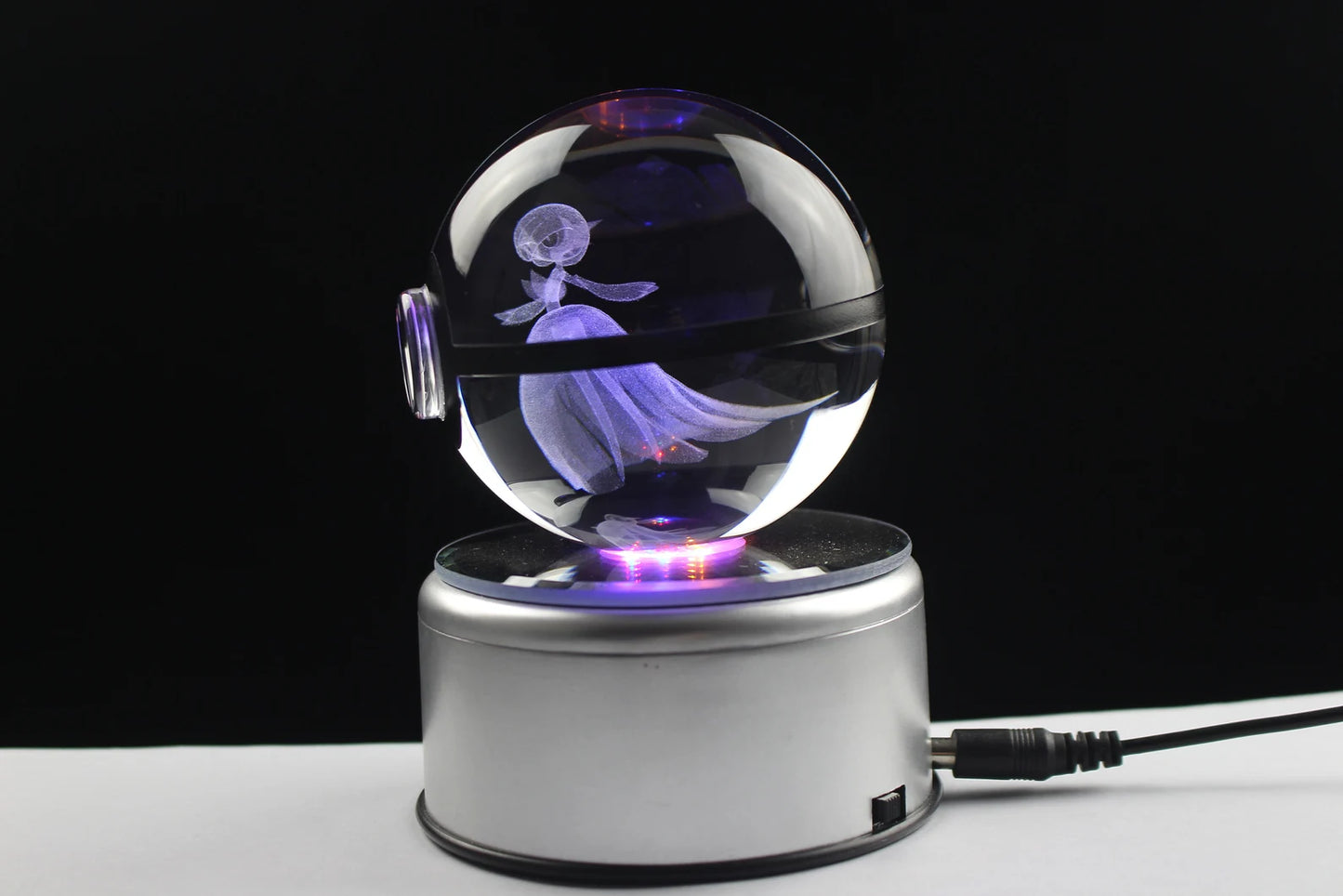 Gardevoir Large Crystal Pokeball 3D Laser Engraving