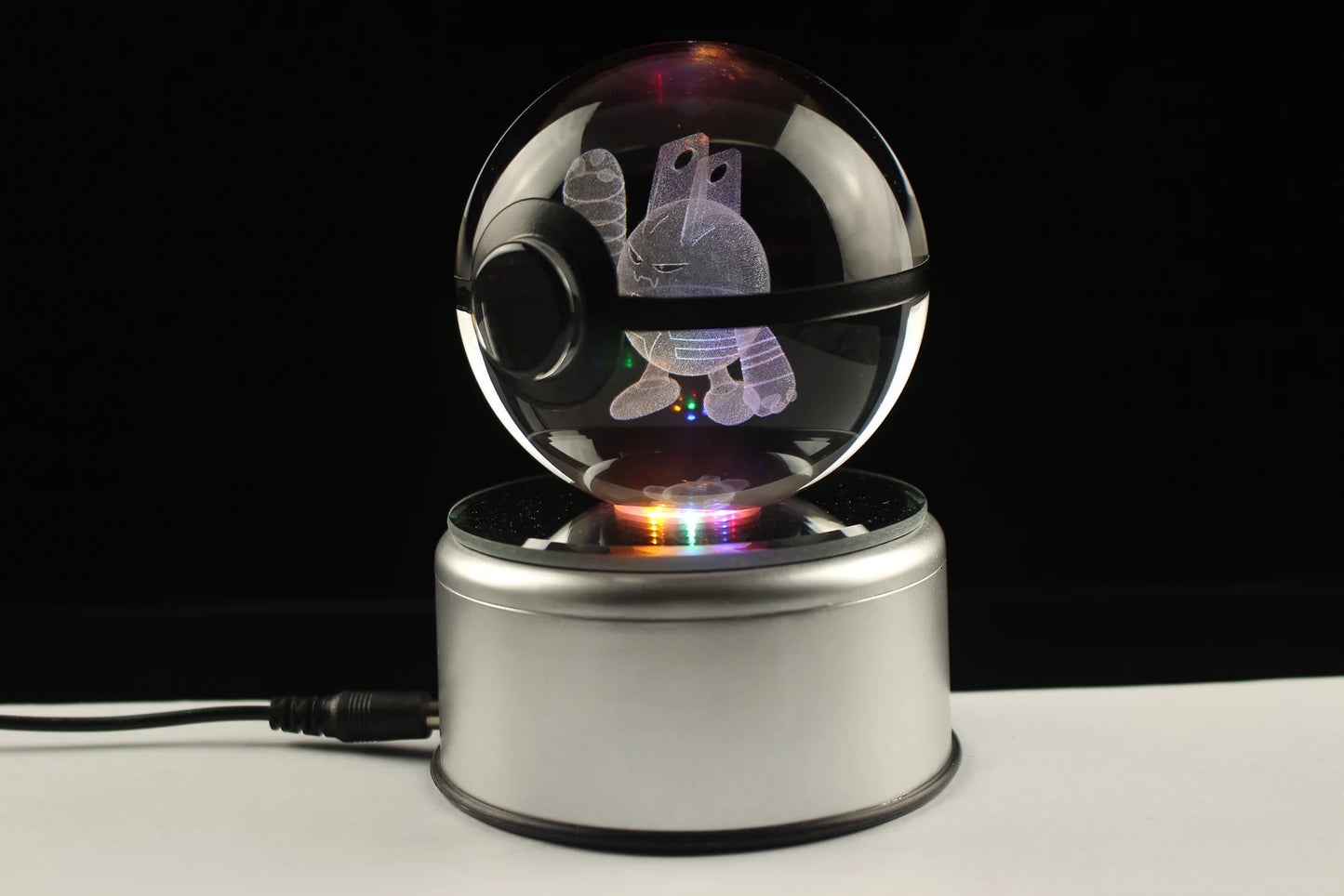 Elekid Large Crystal Pokeball 3D Laser Engraving