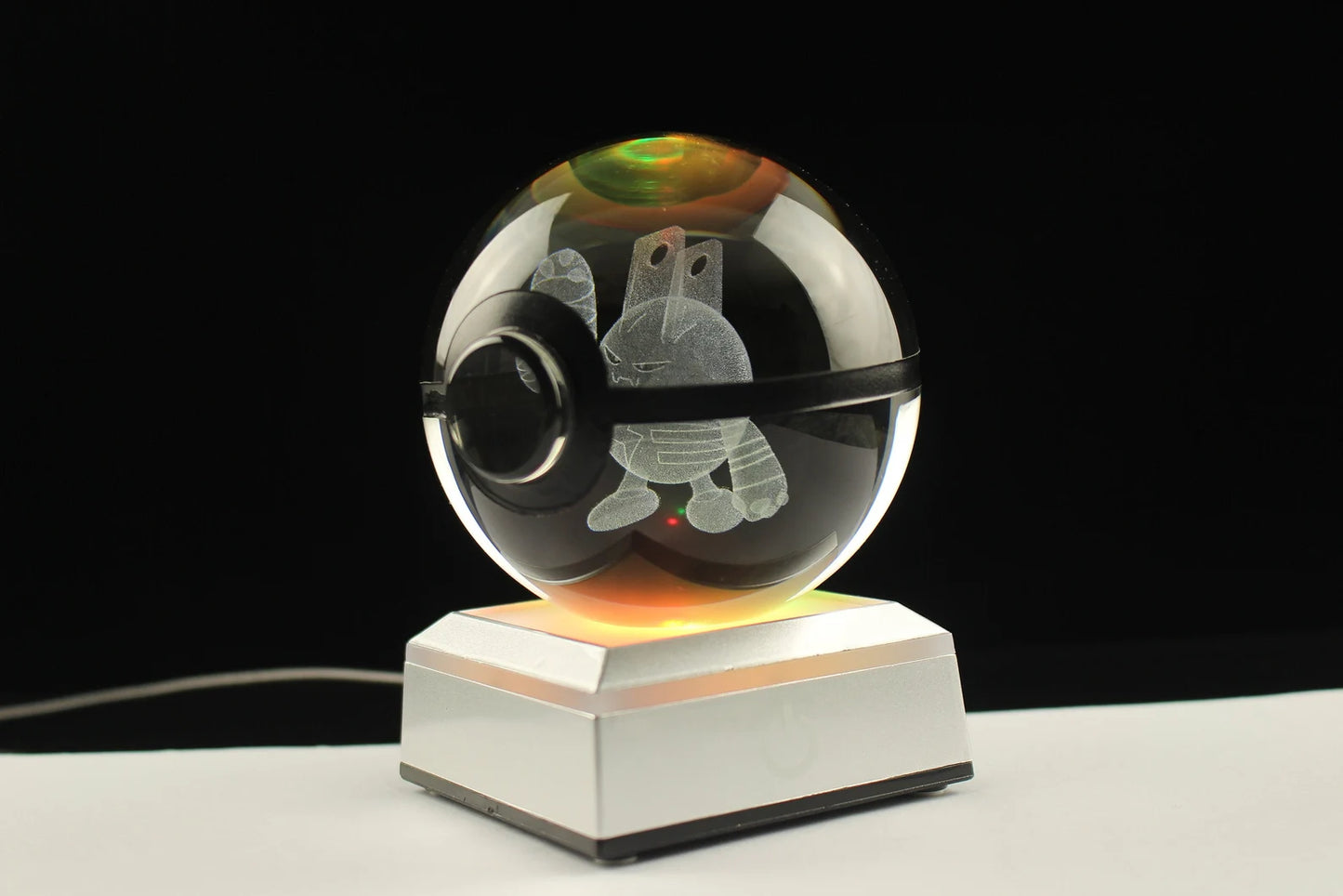 Elekid Large Crystal Pokeball 3D Laser Engraving