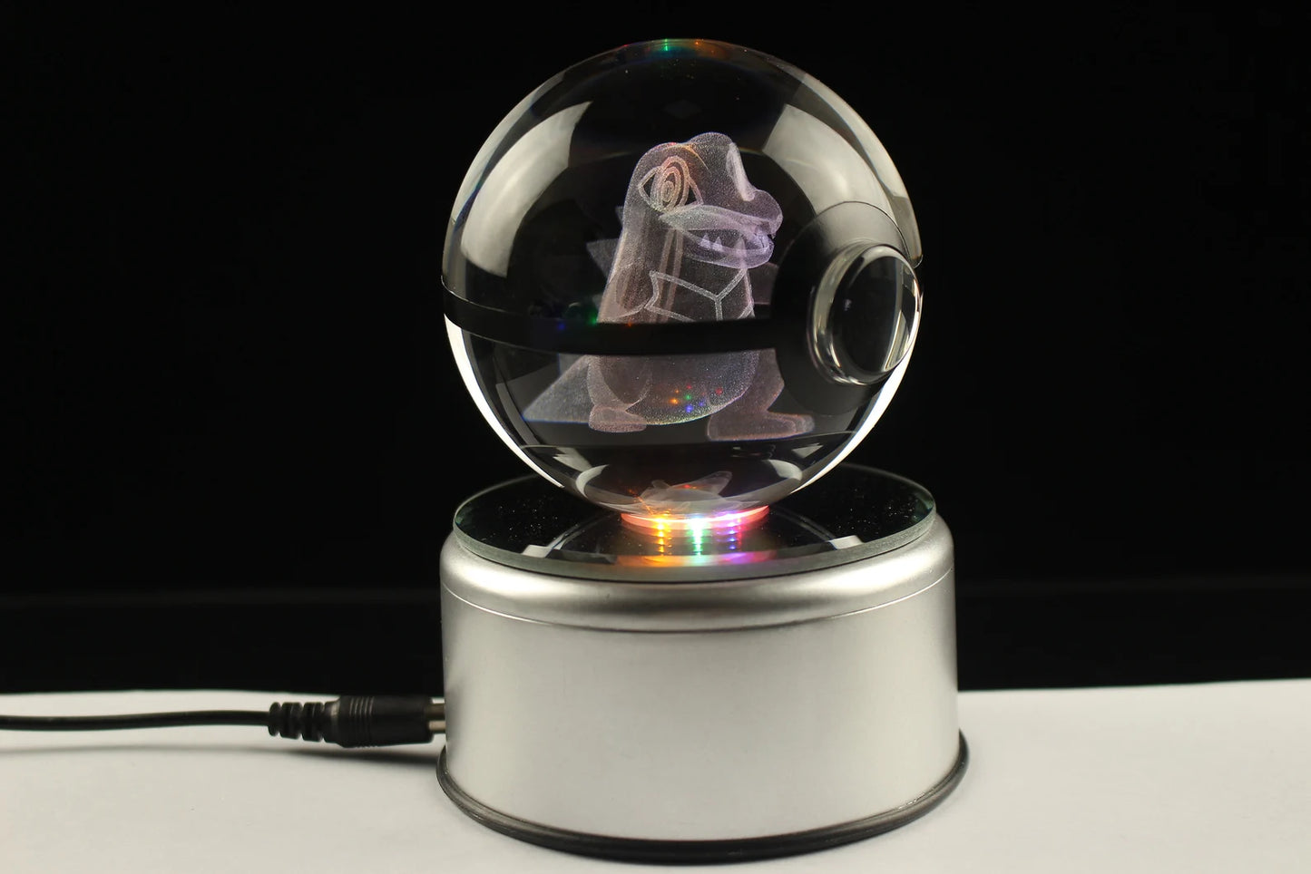 Totodile Large Crystal Pokeball 3D Laser Engraving