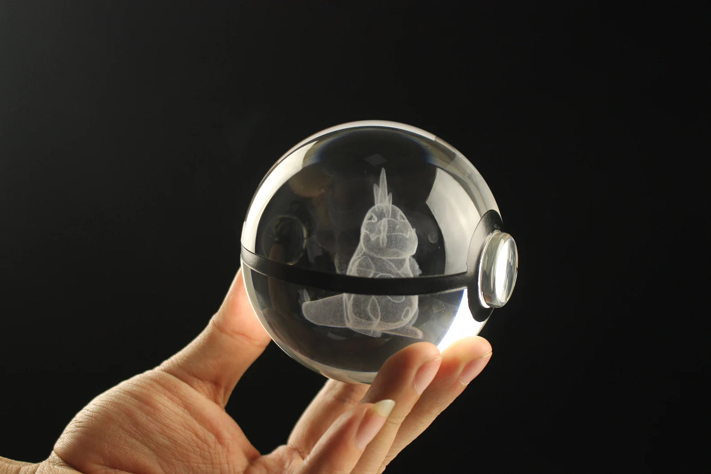 Croconaw Large Crystal Pokeball 3D Laser Engraving