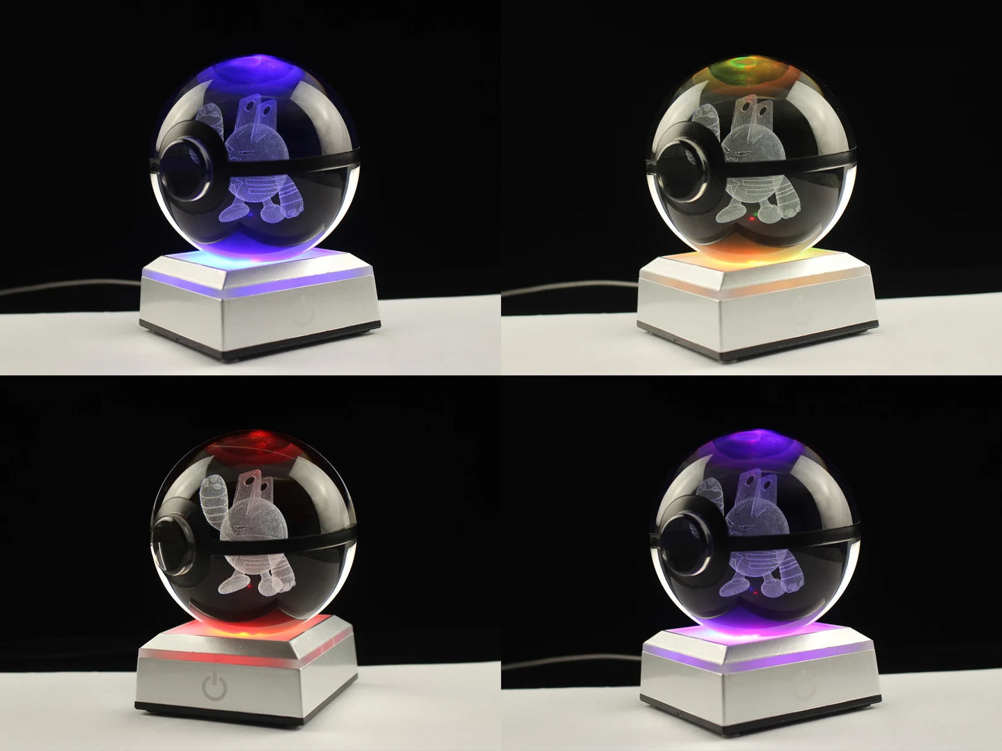 Elekid Large Crystal Pokeball 3D Laser Engraving