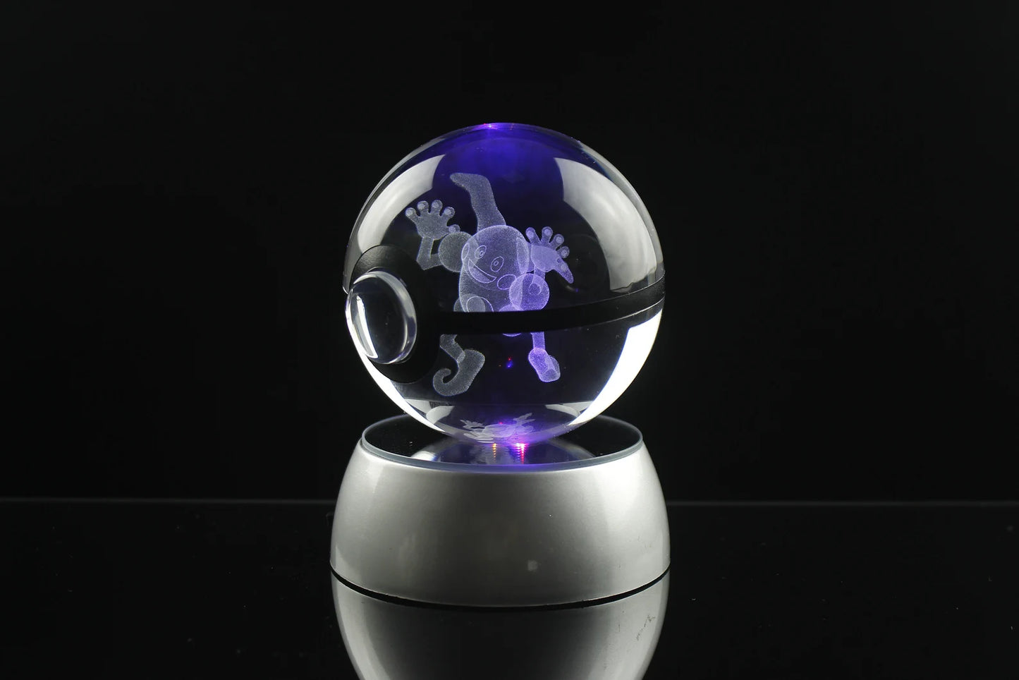 Mr. Mime Large Crystal Pokeball 3D Laser Engraving