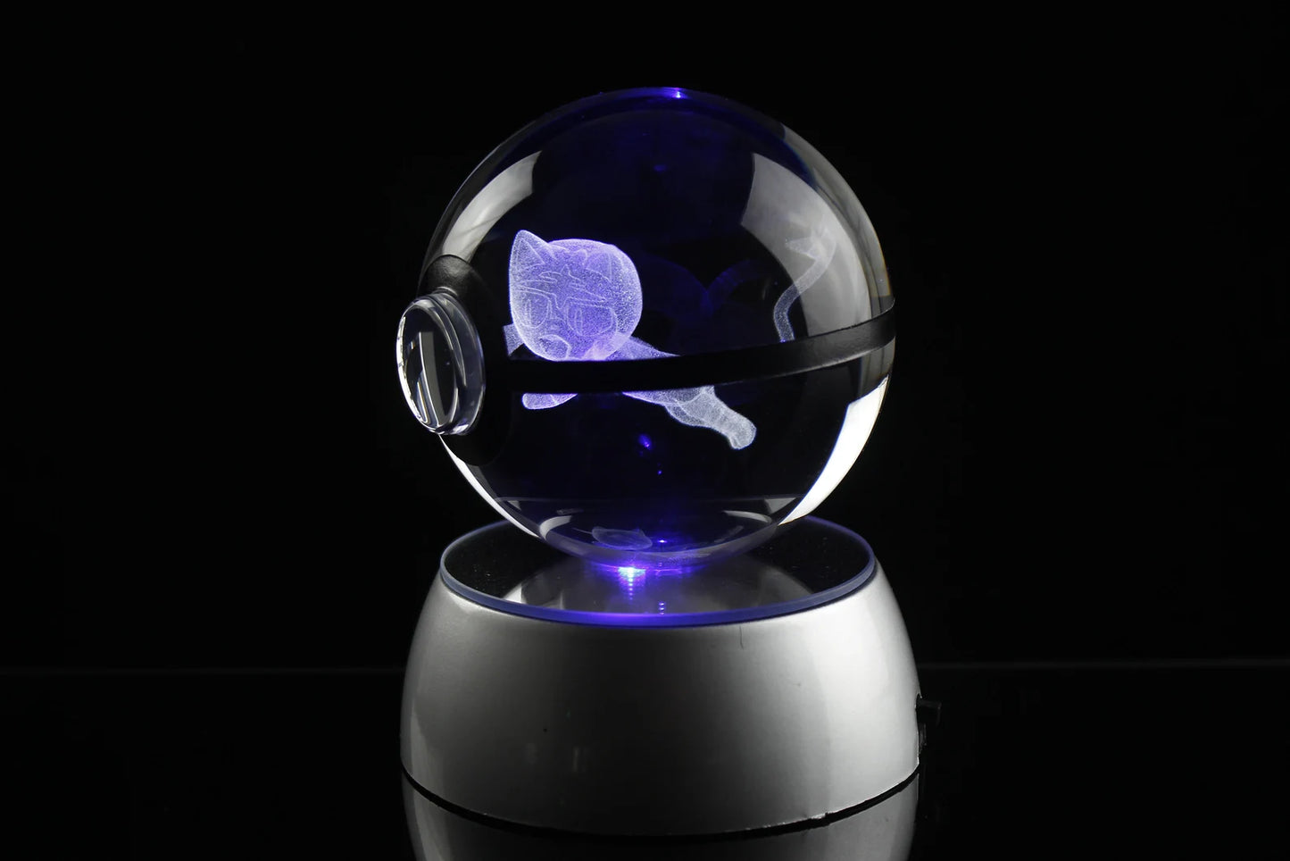 Litten Large Crystal Pokeball 3D Laser Engraving