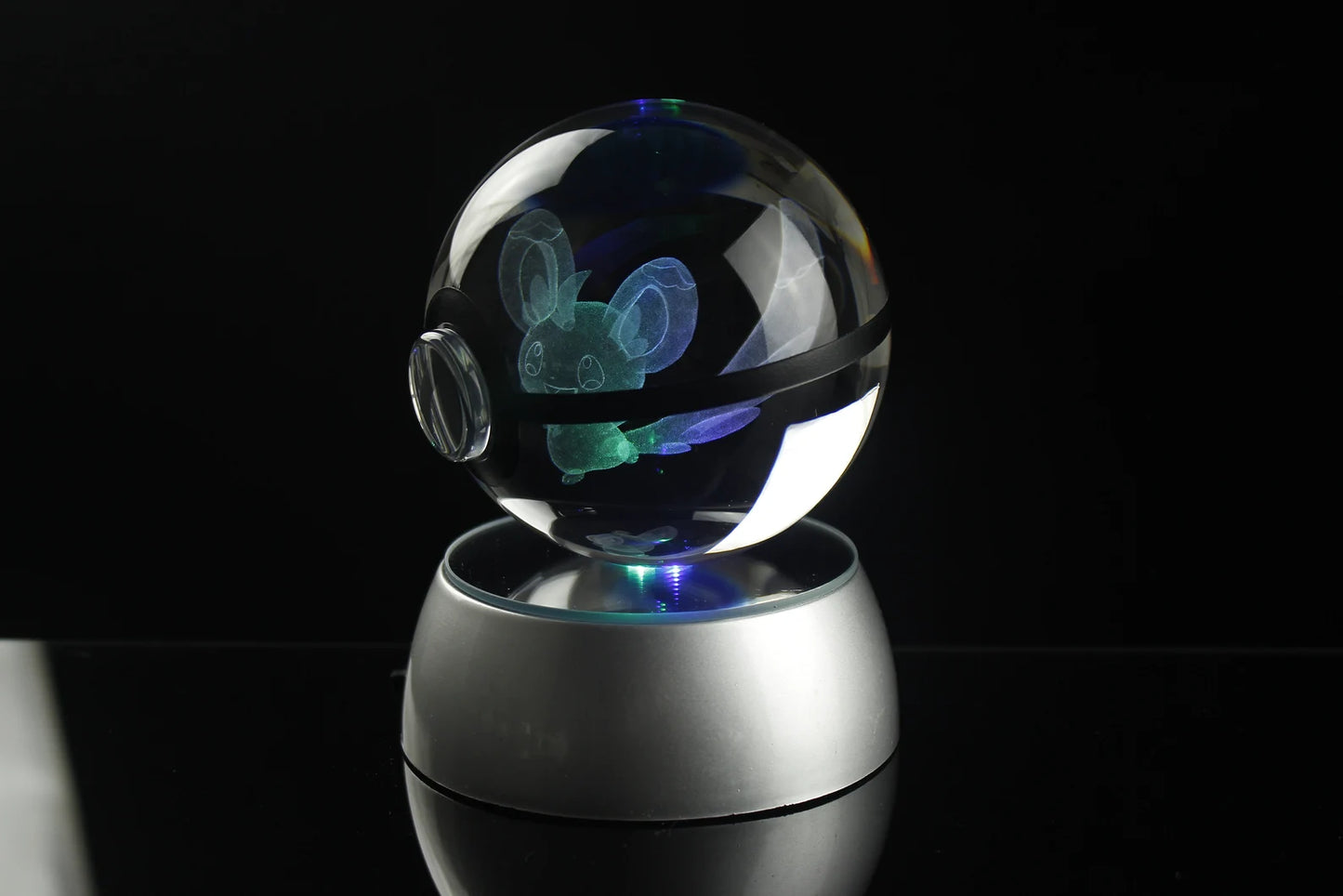 Minccino Large Crystal Pokeball 3D Laser Engraving
