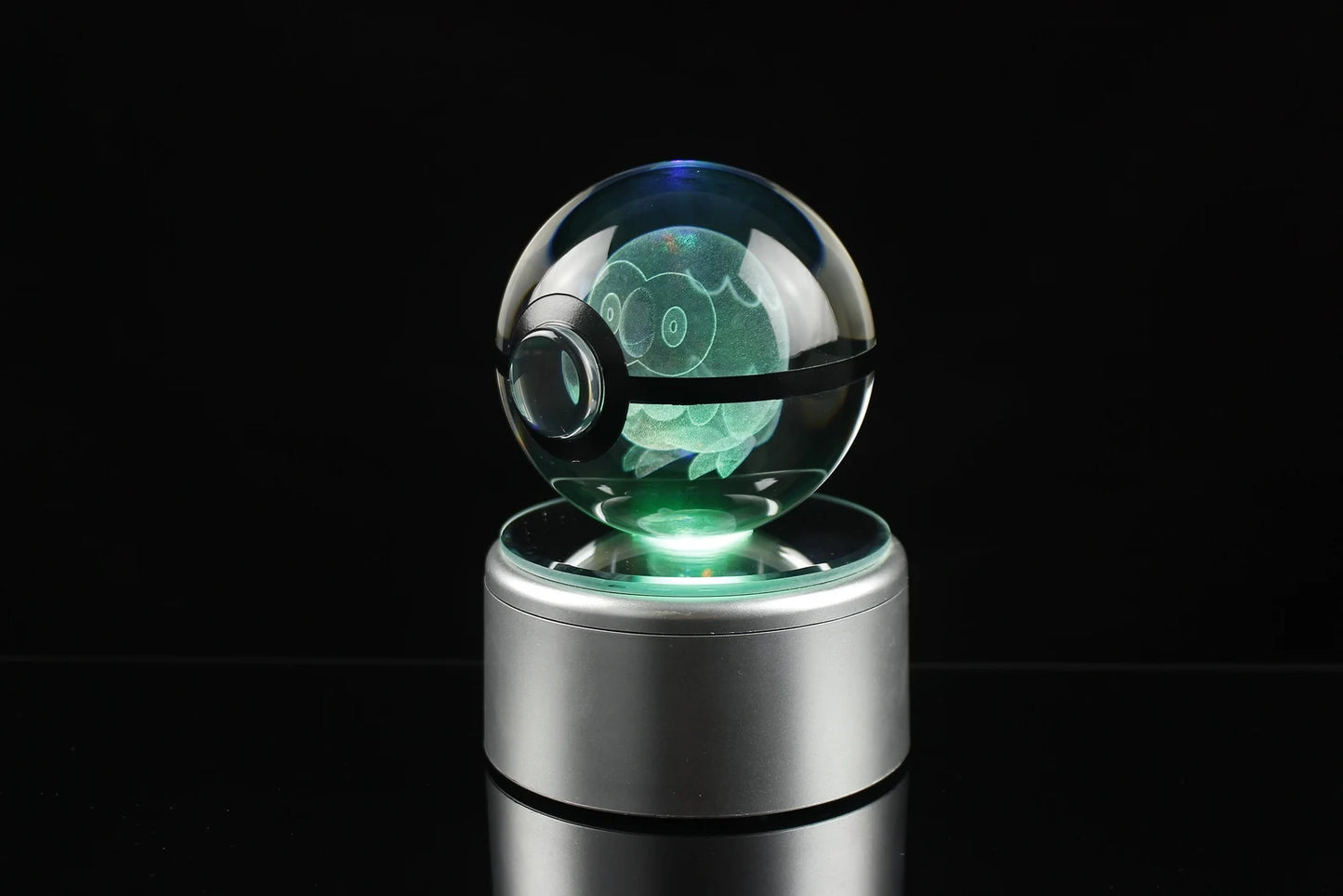 Rowlet Large Crystal Pokeball 3D Laser Engraving