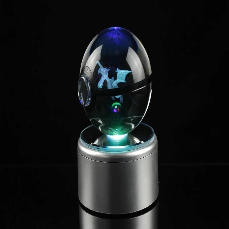 Aerodactyl Large Crystal Pokeball 3D Laser Engraving