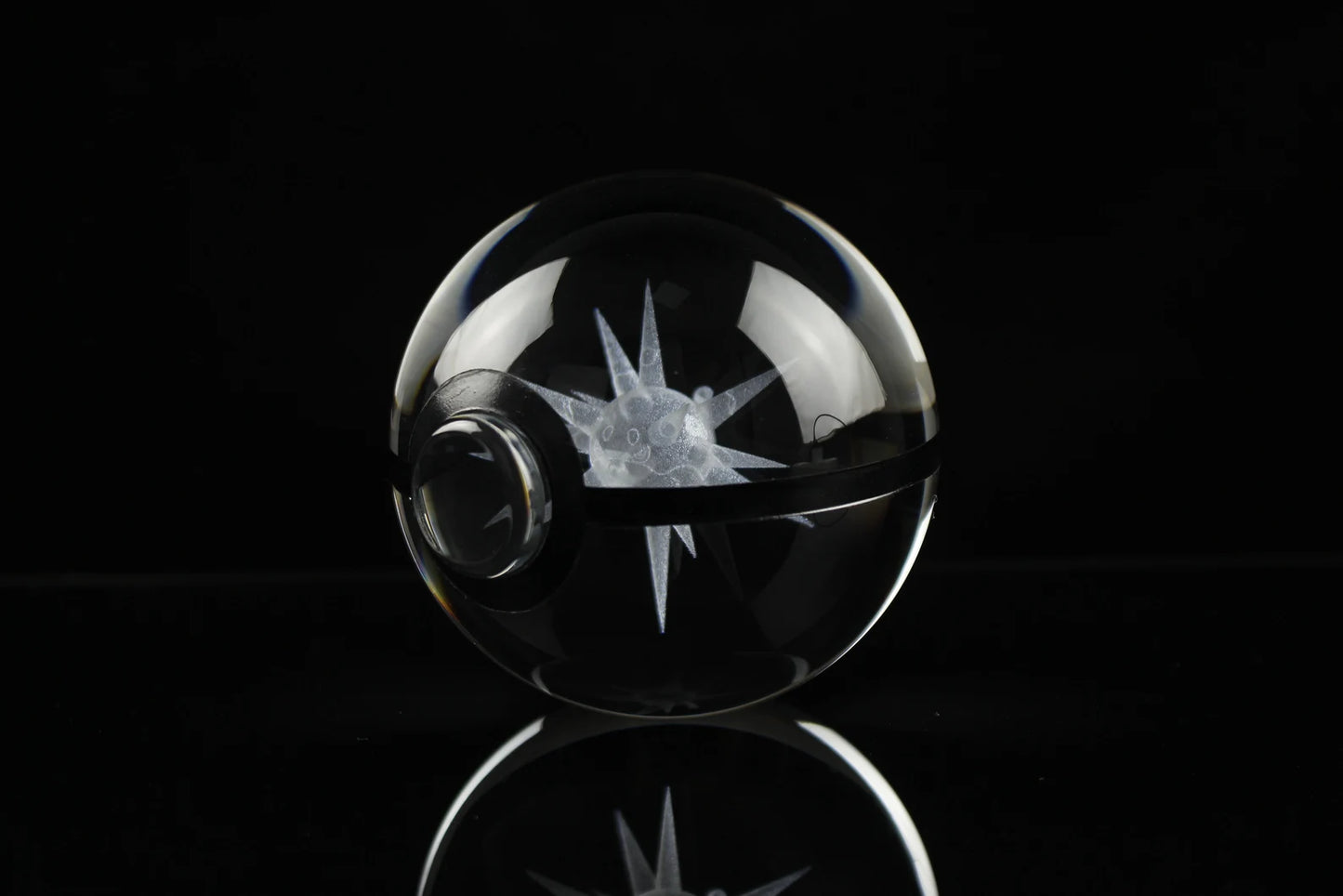 Overqwil Large Crystal Pokeball 3D Laser Engraving