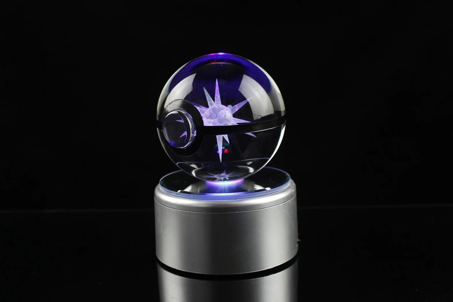 Overqwil Large Crystal Pokeball 3D Laser Engraving