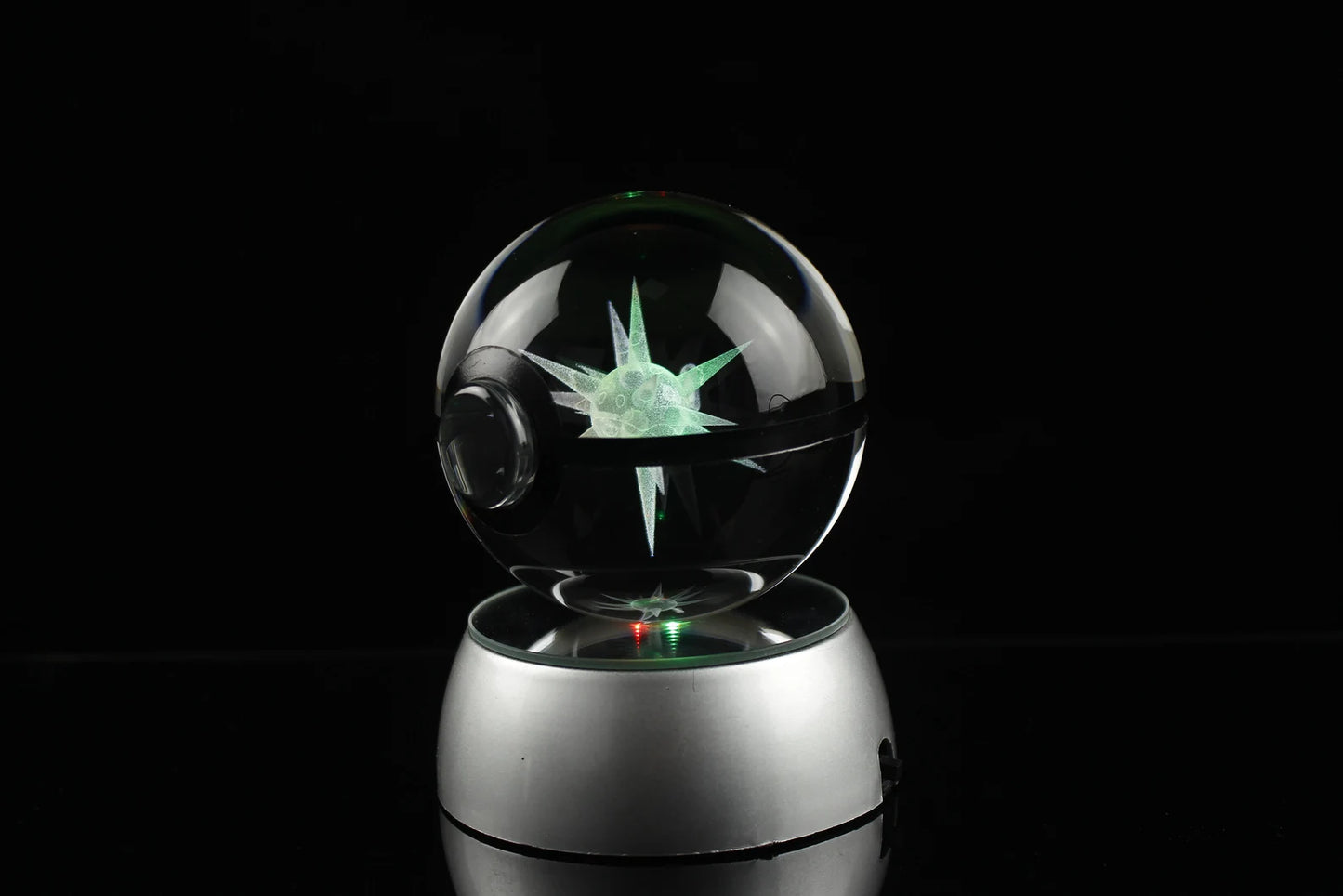 Overqwil Large Crystal Pokeball 3D Laser Engraving